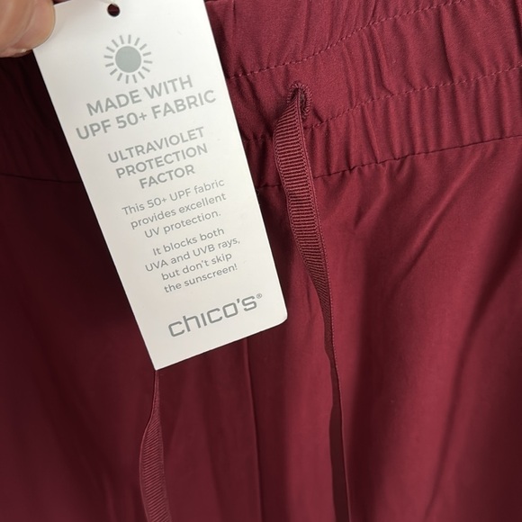 Chicos Burgundy pants woven zenergy  Jogger Pants size 18 regular drawstring NEW - Picture 5 of 6